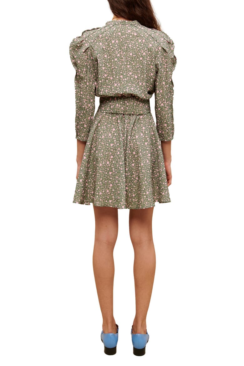 Rakita Floral Minidress, Alternate, color, IMPRIME BOUTONS DE ROSE KAKI
