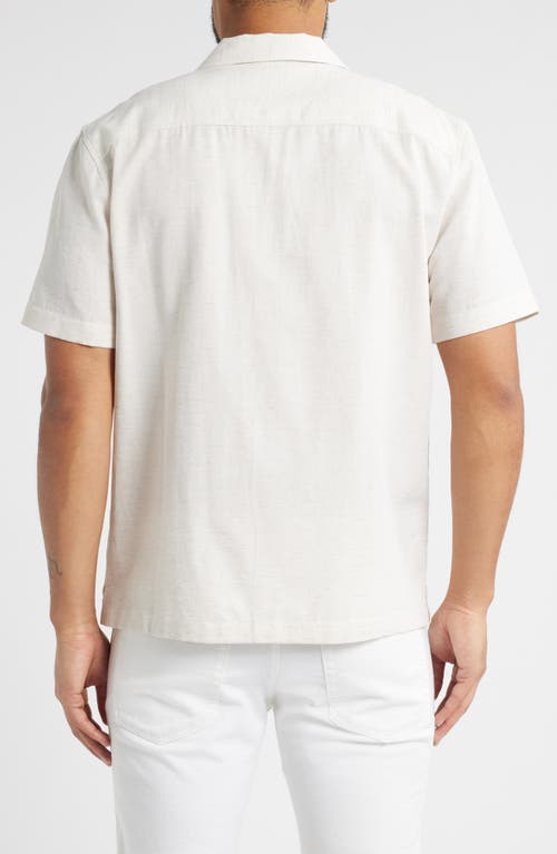 Ag Foster Cotton Blend Camp Shirt In Light Oatmeal
