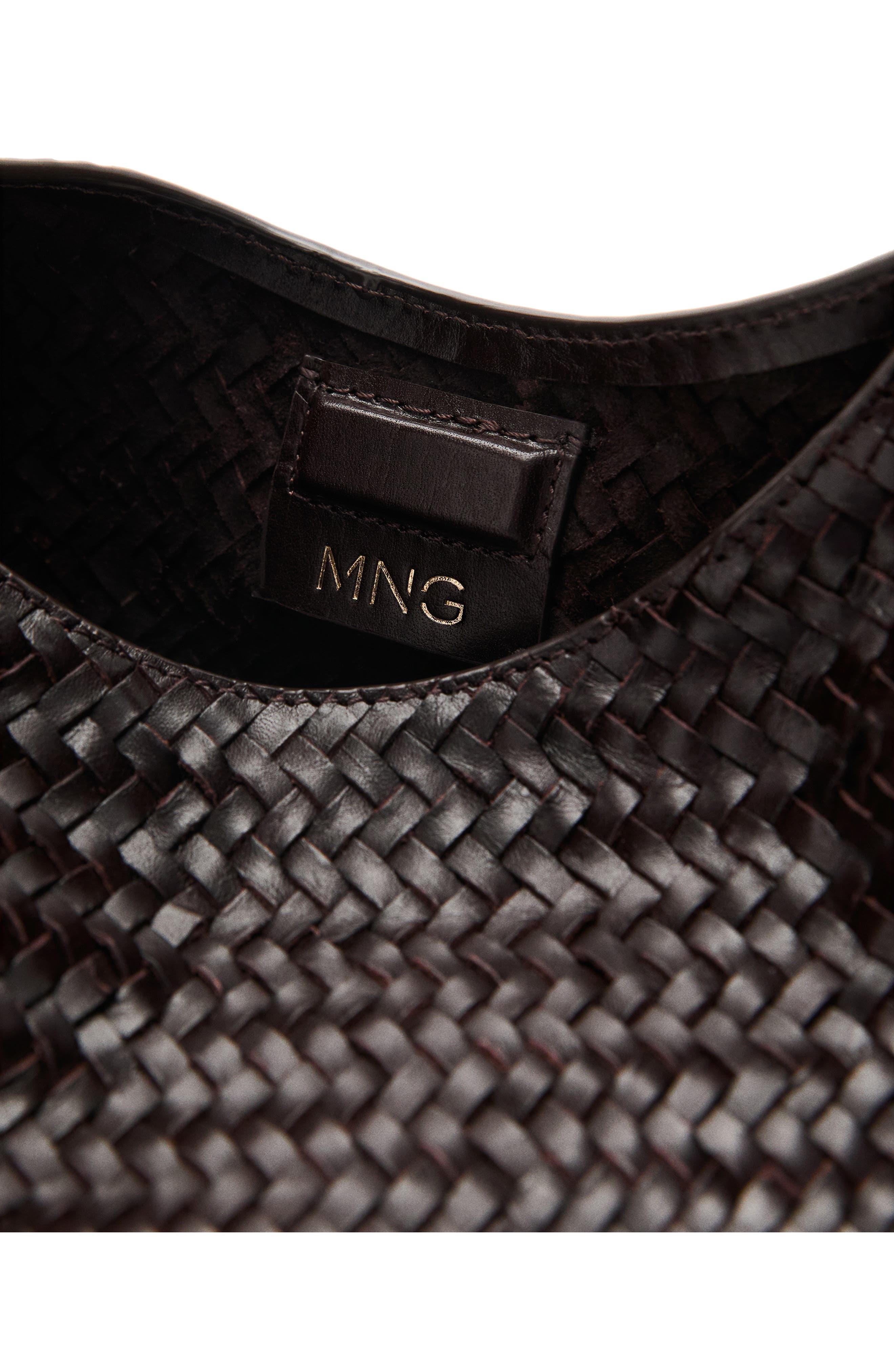 MANGO Braided Leather Shoulder Bag, Alternate, color, 