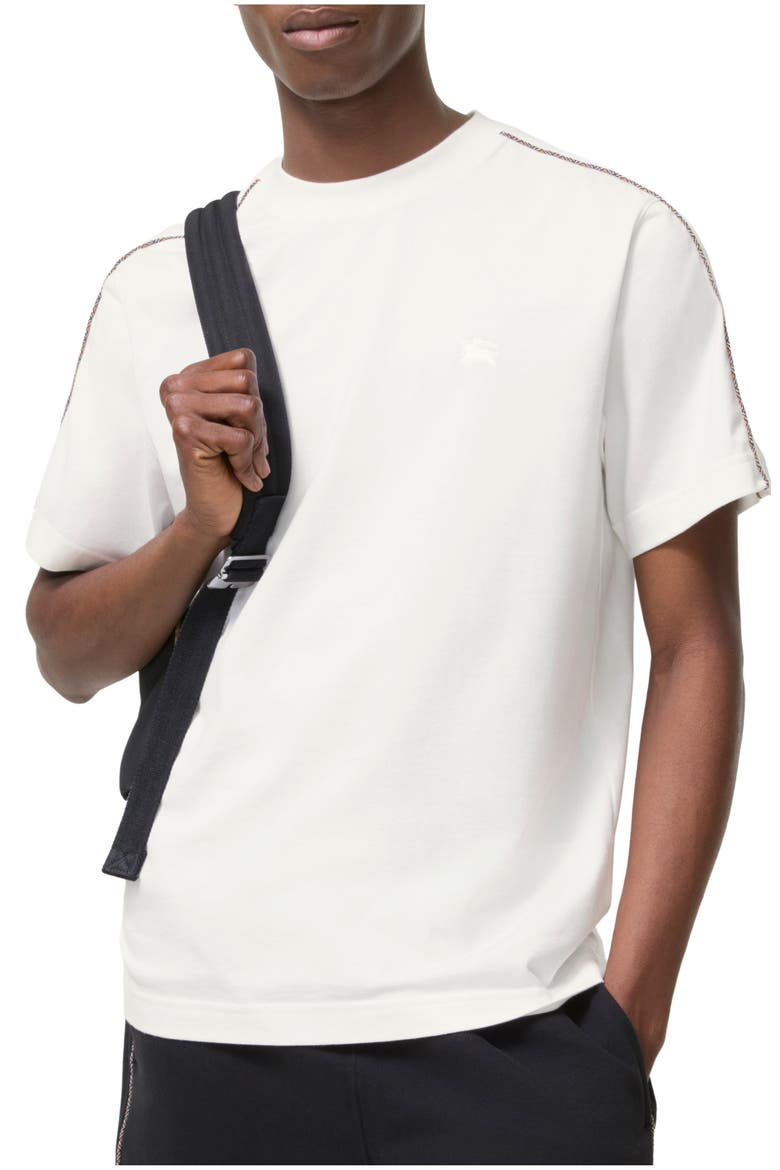 Check Piping Cotton T-shirt, Main, color, Chalk white