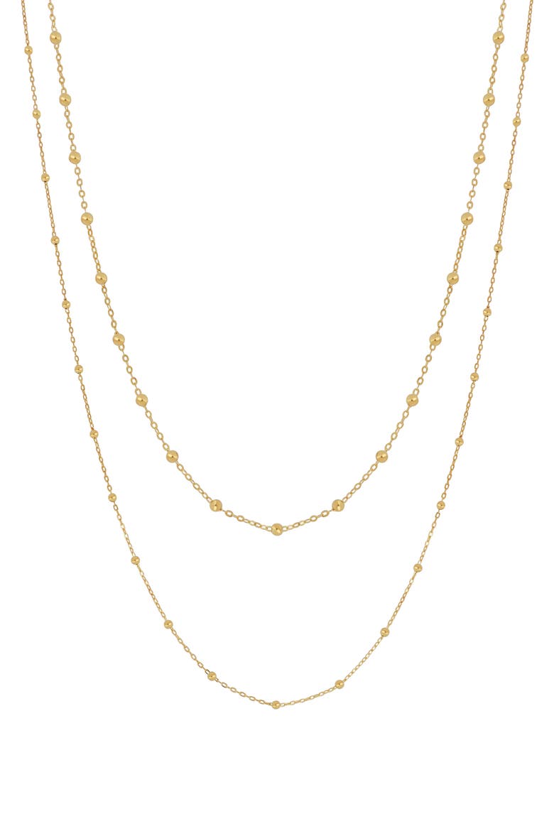 14K Gold Bead Station Layered Chain Necklace (Nordstrom Exclusive), Main, color, 14KY