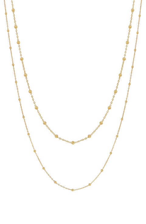14K Gold Bead Station Layered Chain Necklace (Nordstrom Exclusive)