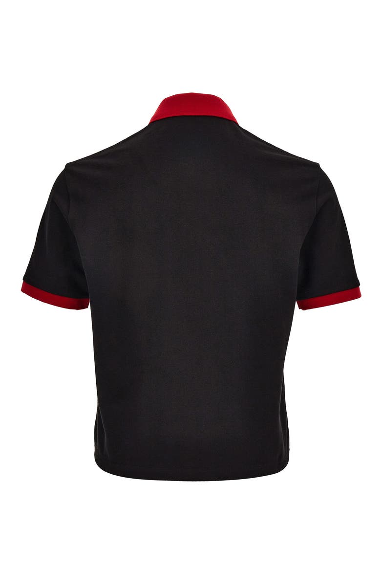 Embroidered Medusa Cotton Piqué Polo, Alternate, color, BLACK LIPSTICK RED