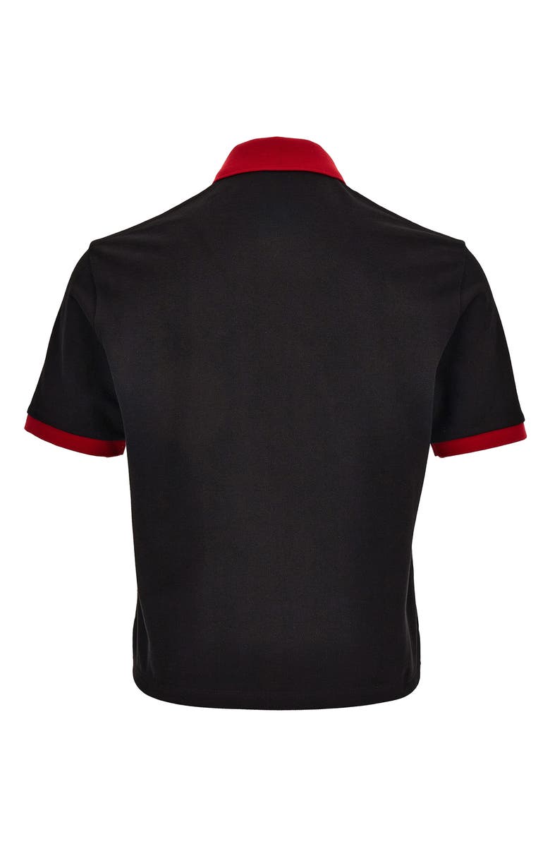 Versace First Line Embroidered Medusa Cotton Piqué Polo, Alternate, color, Black Lipstick Red