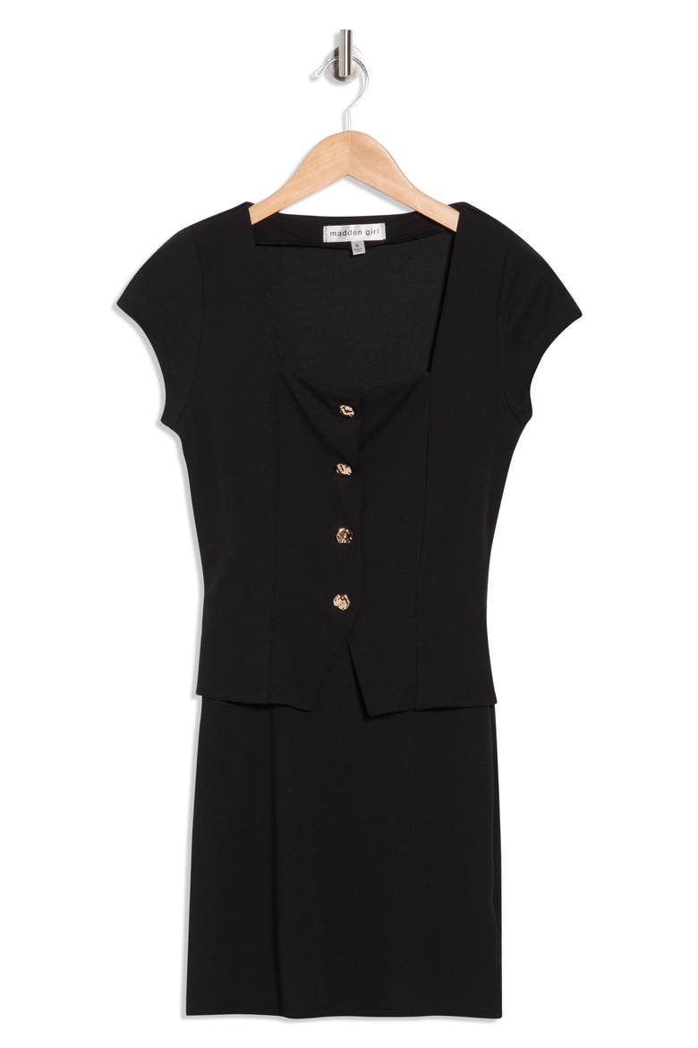 Cap Sleeve Vest Minidress, Alternate, color, BLACK