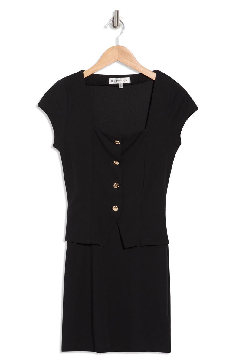 Madden Girl Cap Sleeve Vest Minidress, Alternate, color, Black