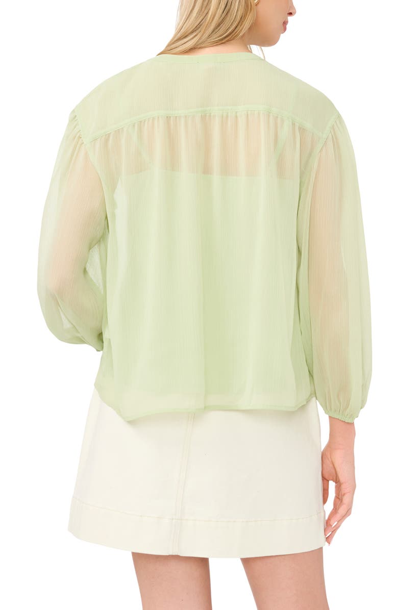 Vince Camuto Shirred Balloon Sleeve Chiffon Top, Alternate, color, Lily Green