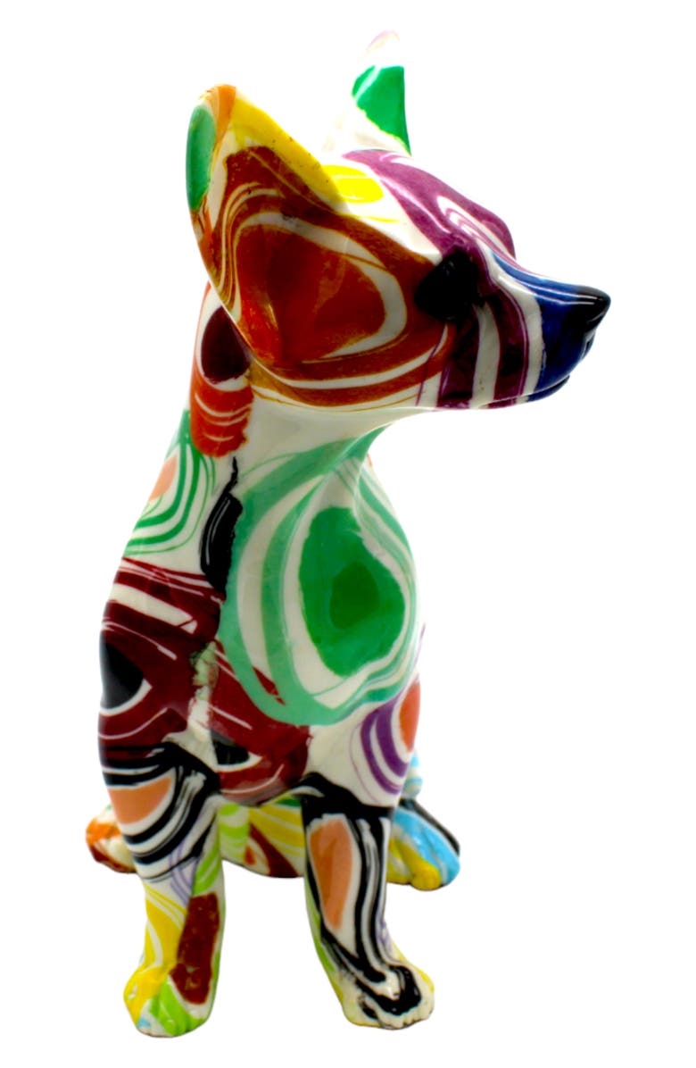 INTERIOR ILLUSIONS Swirly Circle Sitting Chihuahua Statue, Alternate, color, Multi-Color