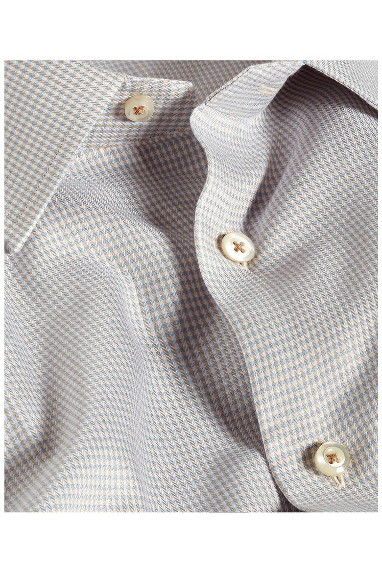 Trim Fit Herringbone Check Cotton & Silk Dress Shirt, Alternate, color, SKY/ DUNE