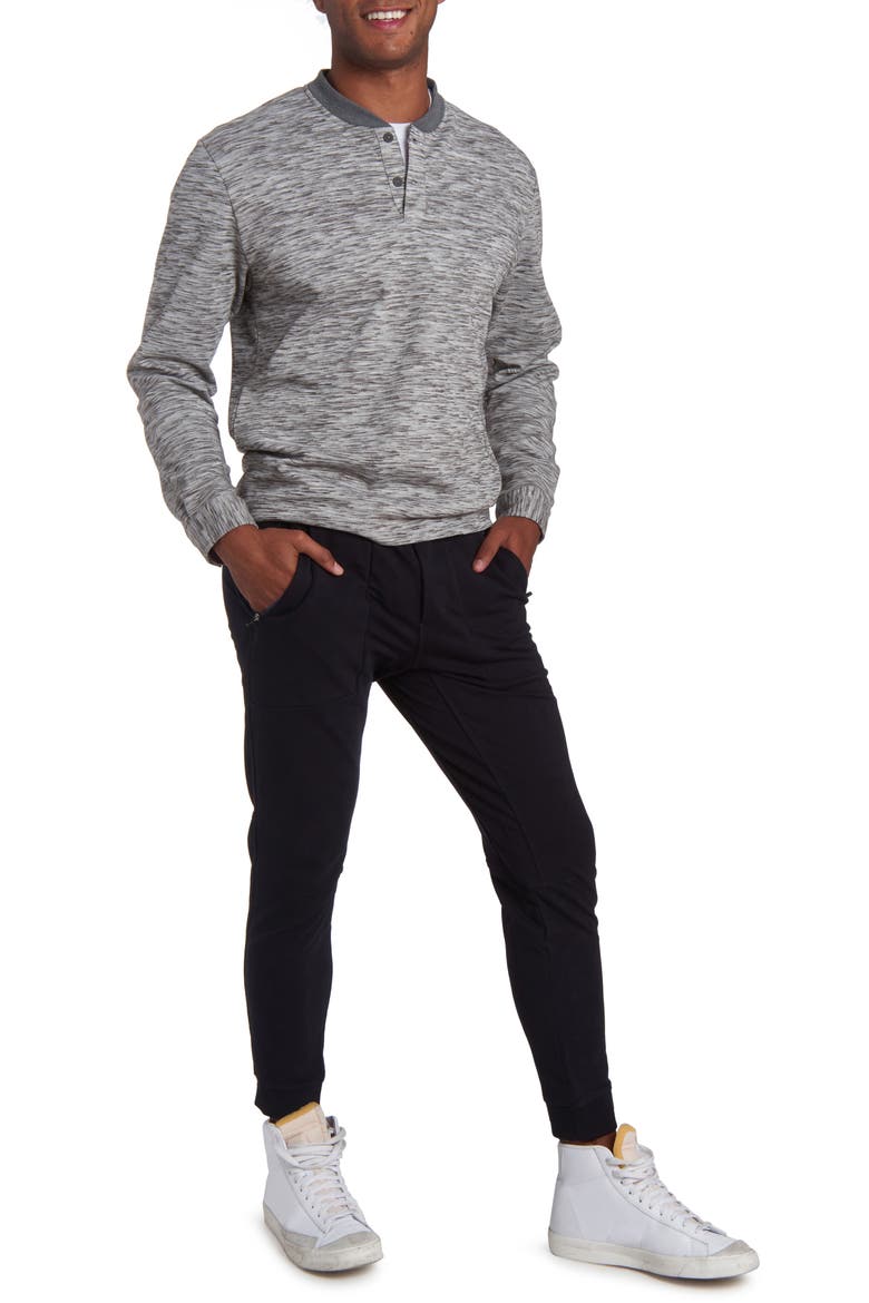 Heathered Henley Shirt, Alternate, color, GREY