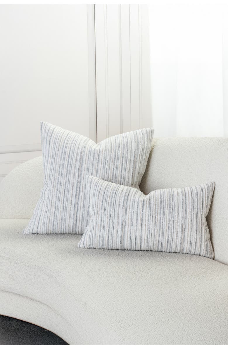 Elaine Smith Luxe Stripe Chenille 
Boucle textured Indoor 
Outdoor Woven Accent Pillow, Alternate, color, Pebble