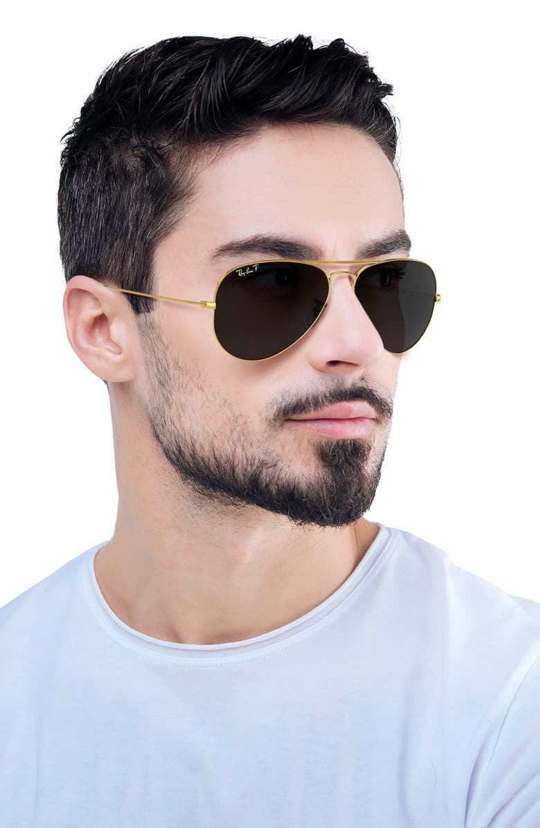 Ray-Ban 58mm Evolve Photochromic Aviator Sunglasses, Alternate, color, Gold/ Black