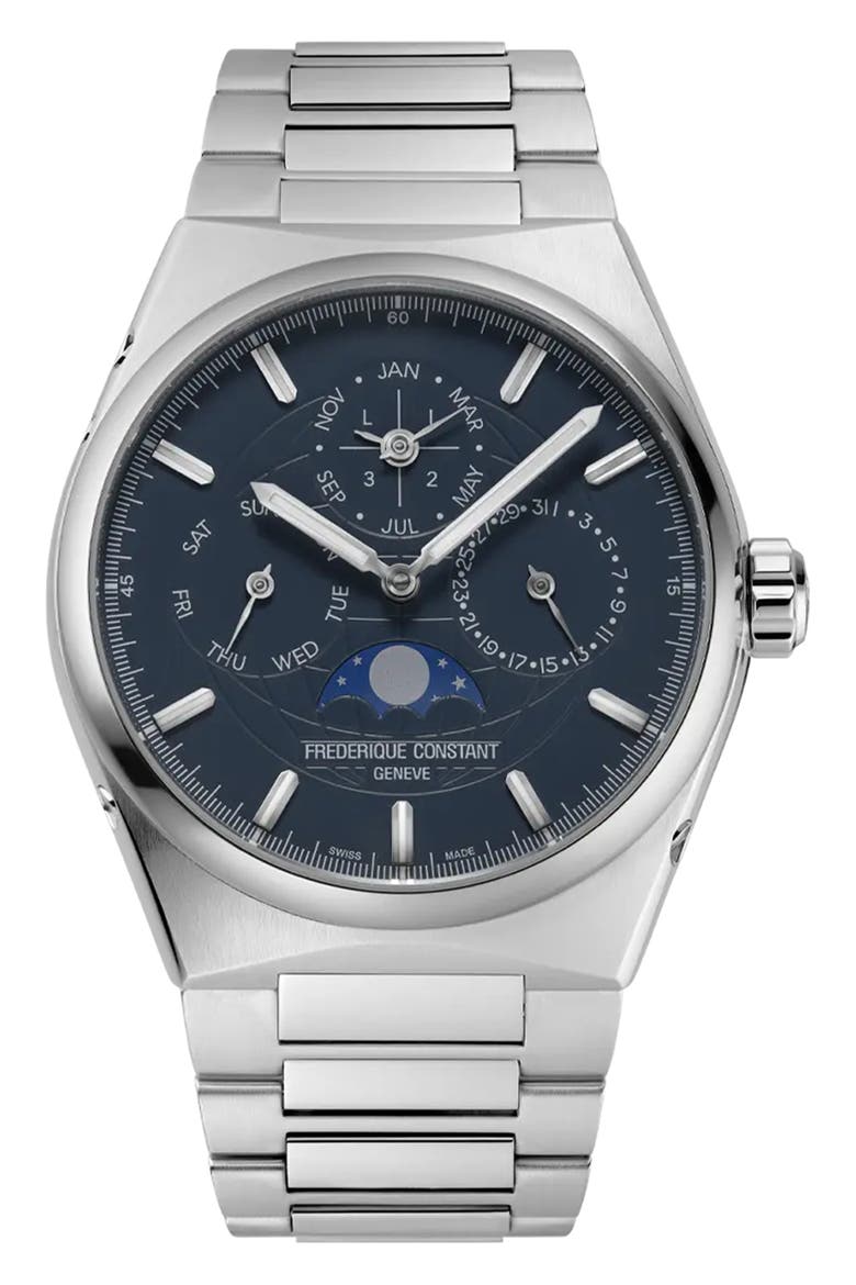 Highlife Perpetual Calendar Manufacture Automatic Bracelet Watch, 41mm, Main, color, SILVER-TONE