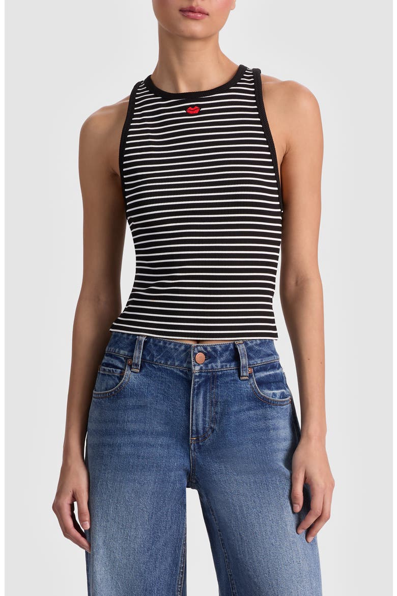 Allen Embroidered Tank, Main, color, BLACK/ OFF WHITE STRIPE