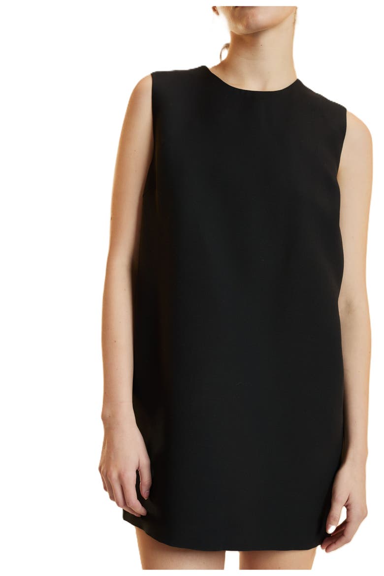 Silk Wool Mini Shift Dress, Alternate, color, Black