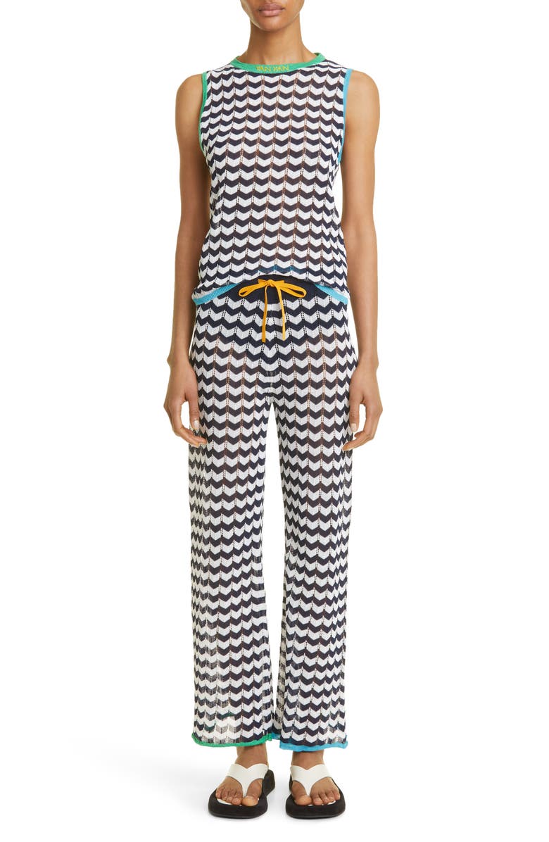 YanYan Tong Beach Chevron Stripe Pointelle Stitch Pants, Alternate, color,