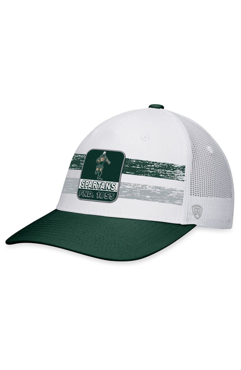 TOP OF THE WORLD Men's Top of the World White/Green Michigan State Spartans Retro Fade Snapback Hat, Main, color, White