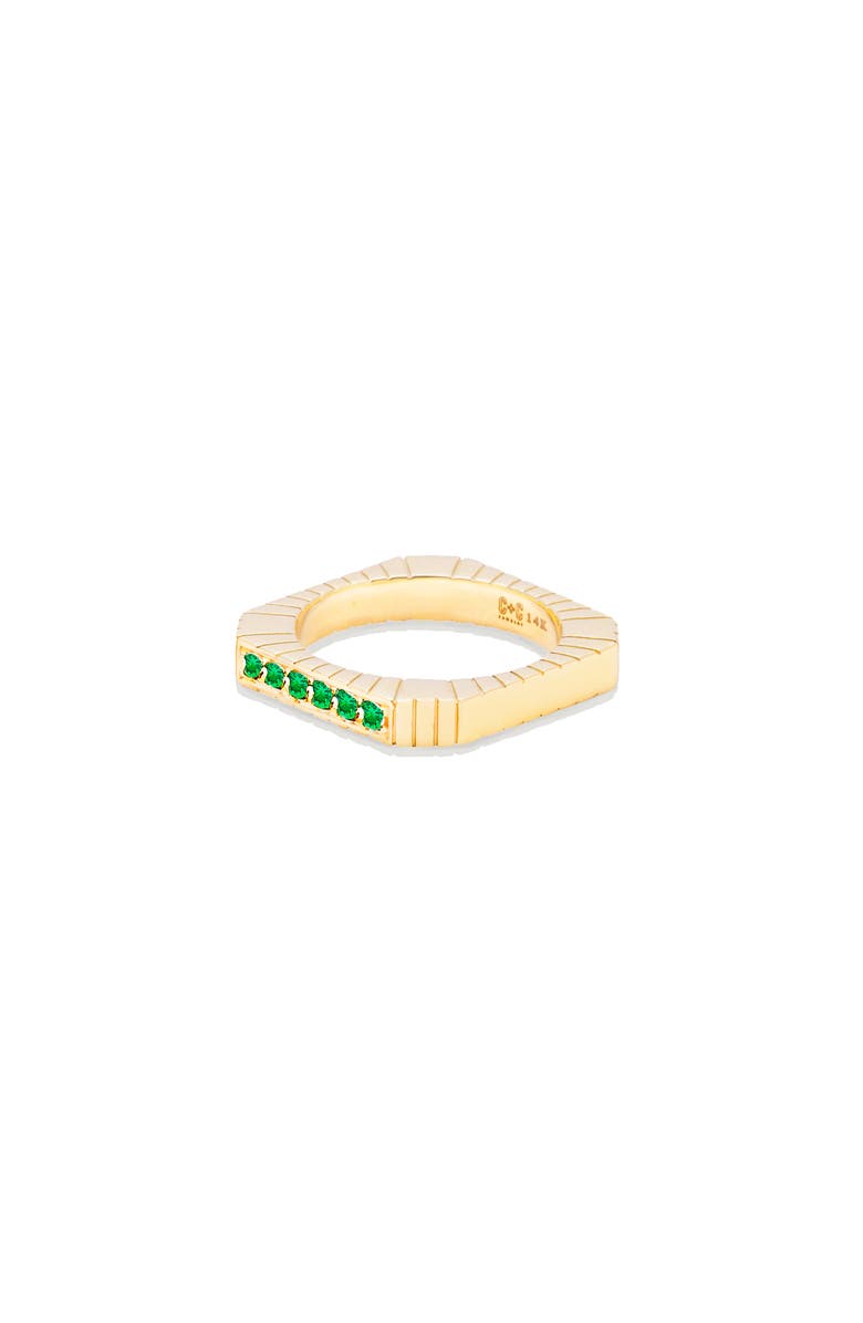 Campbell + Charlotte Spark Etched Stacking Band Ring, Alternate, color, Emerald-Gold
