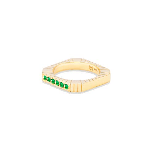 Campbell + Charlotte Spark Etched Stacking Band Ring In Gold