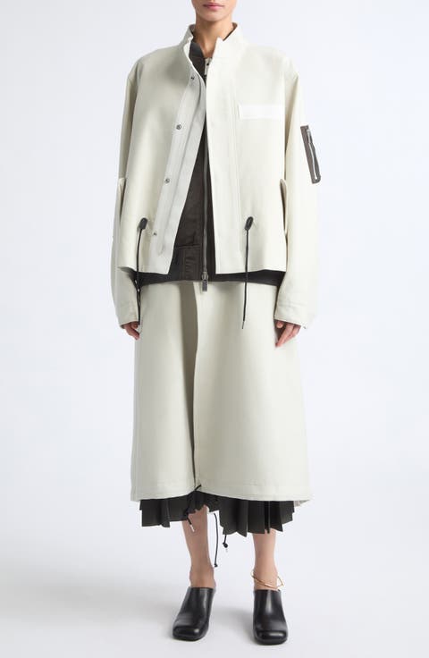 Wool Flannel & Nylon Twill Coat