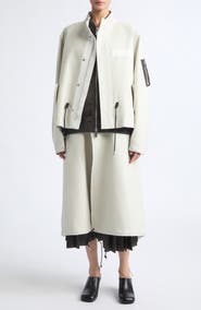 Sacai Wool Flannel & Nylon Twill Coat