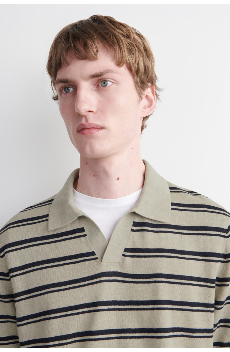 COS Knitted Linen Polo Shirt, Alternate, color, Beige / Brown / Striped