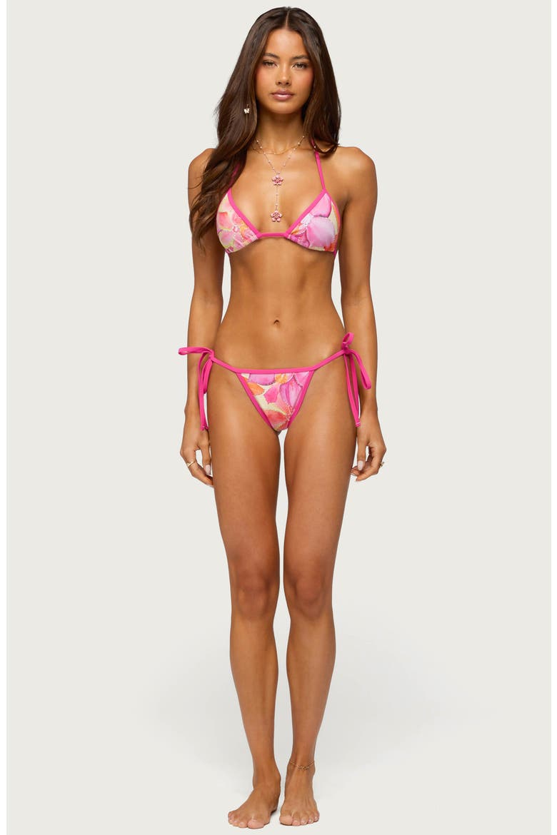 Hanai Floral Rhinestone Tie Bikini Bottoms, Alternate, color, PINK