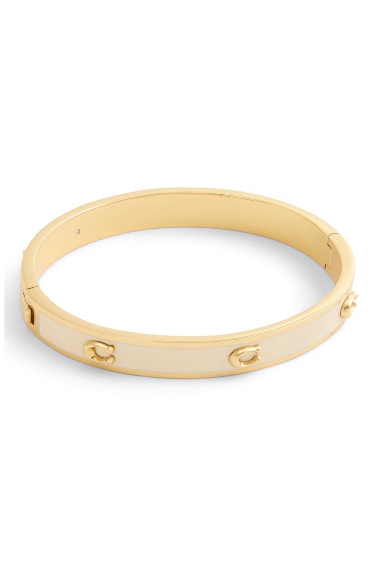 Enamel C Hinge Bracelet, Alternate, color, CHALK/ GOLD