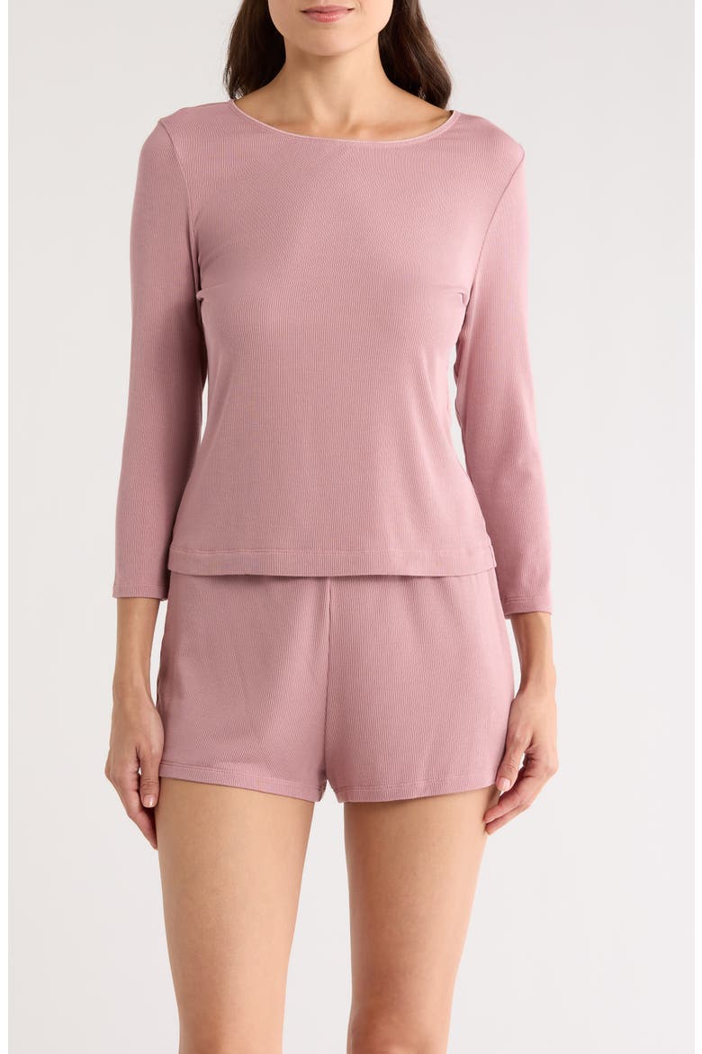Rib Essentials Short Pajamas, Main, color, ROSE BLUSH