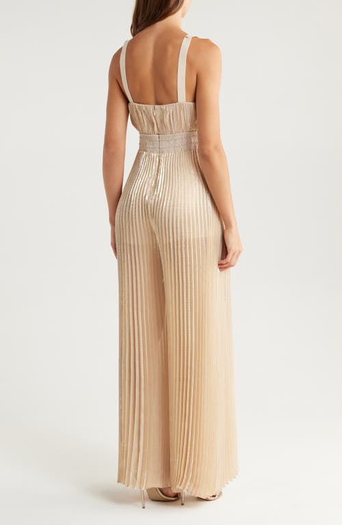 Alice And Olivia Alice + Olivia Rosalie Pleated Silk Blend Jumpsuit In Neutral