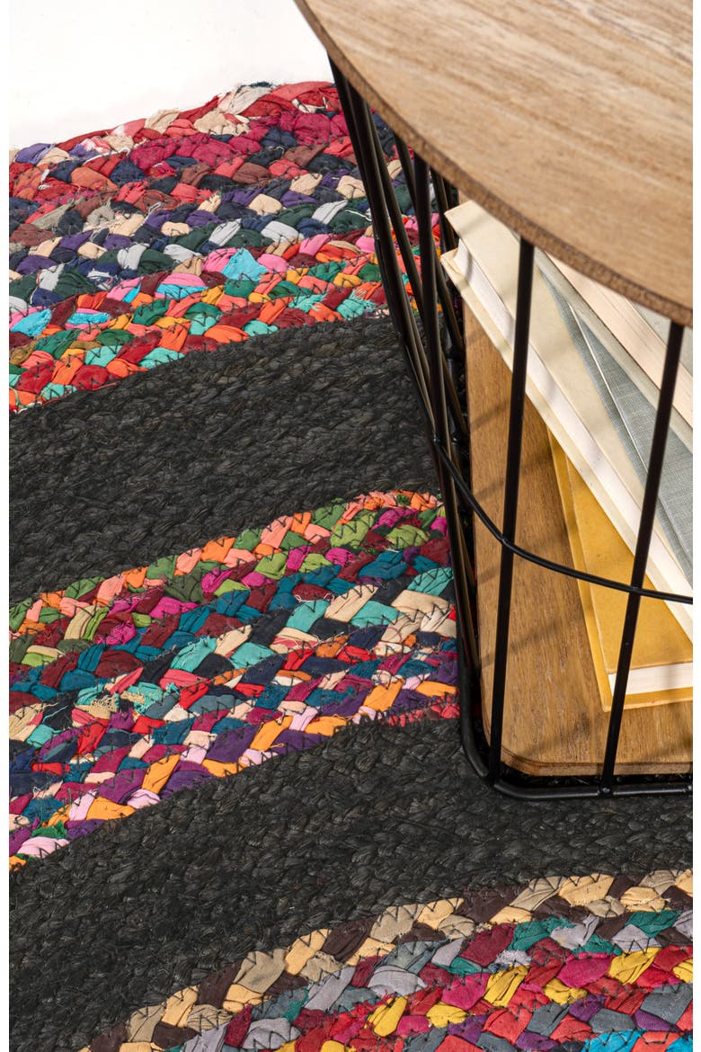 Abyss Braided Bohemian Coastal Round Jute Round Area Rug, Alternate, color, Red/Multi