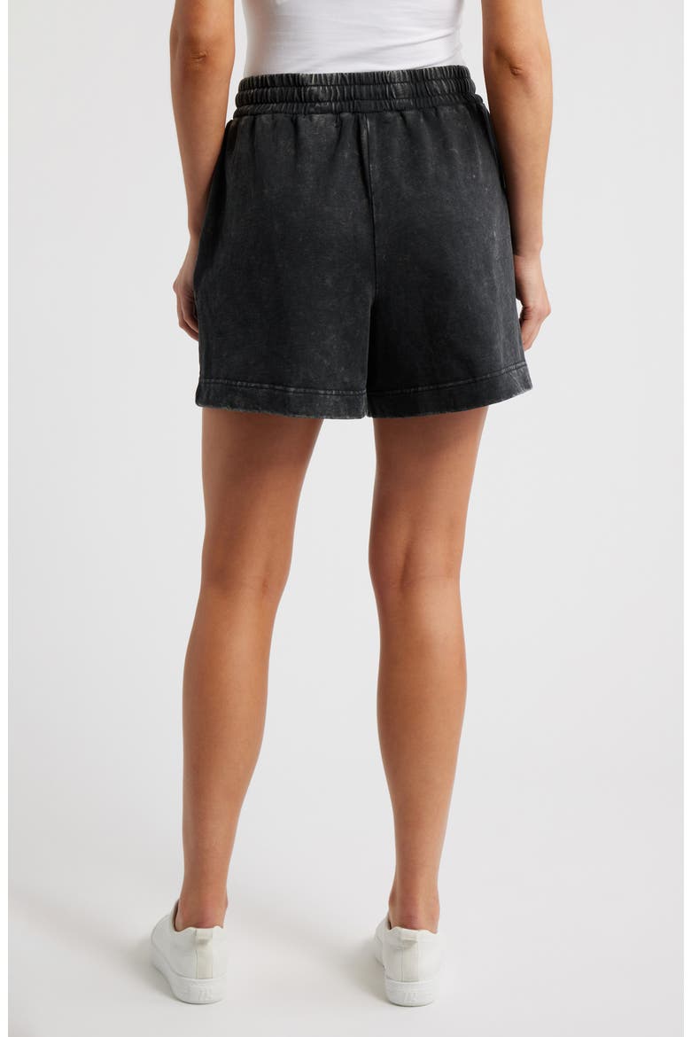 Crochet Accent Cotton Knit Shorts, Alternate, color, BLACK