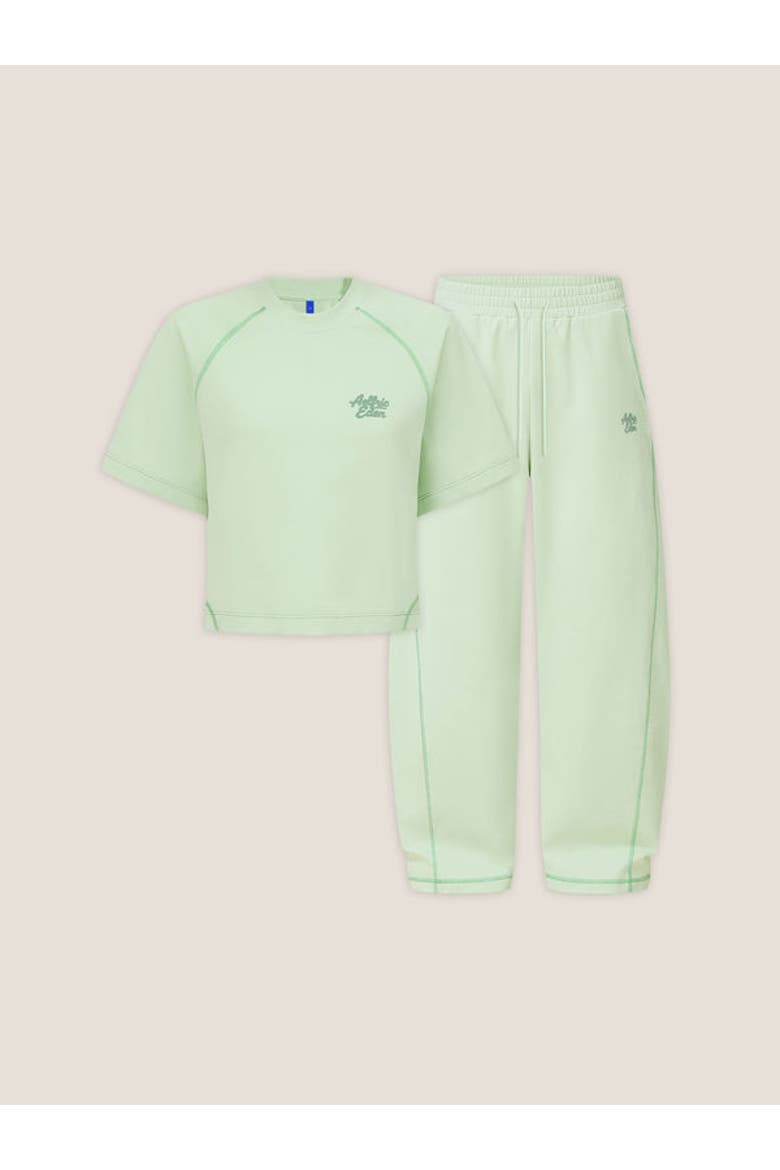 Cloud Cropped Sweat Set, Alternate, color, Green