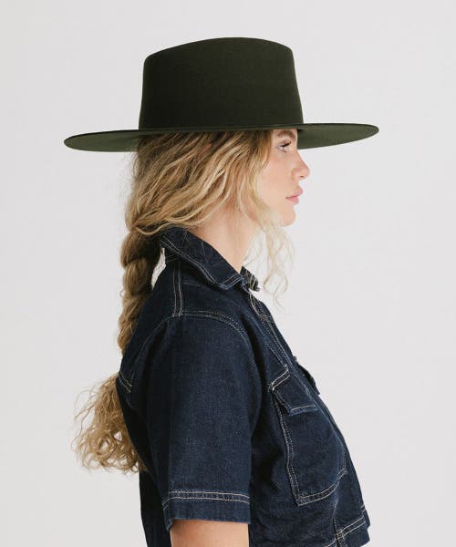 Gigi Pips Women\'s Wide Brim Felt Crown Hat - Sage Green Emma Wide Brim Fedora | Women main image 4