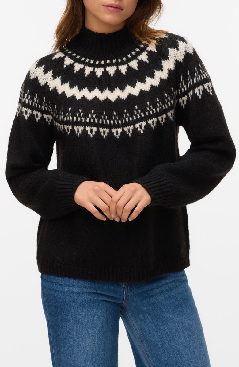 VERO MODA Vivian Fair Isle Sweater, Main, color, Chocolate Torte Deta