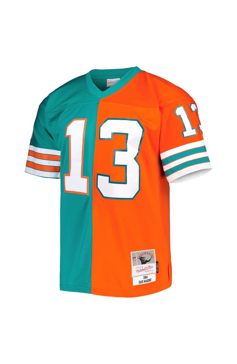 Mitchell & Ness Men's Mitchell & Ness Dan Marino Aqua/Orange Miami Dolphins 1984 Split Legacy Replica Jersey, Alternate, color,