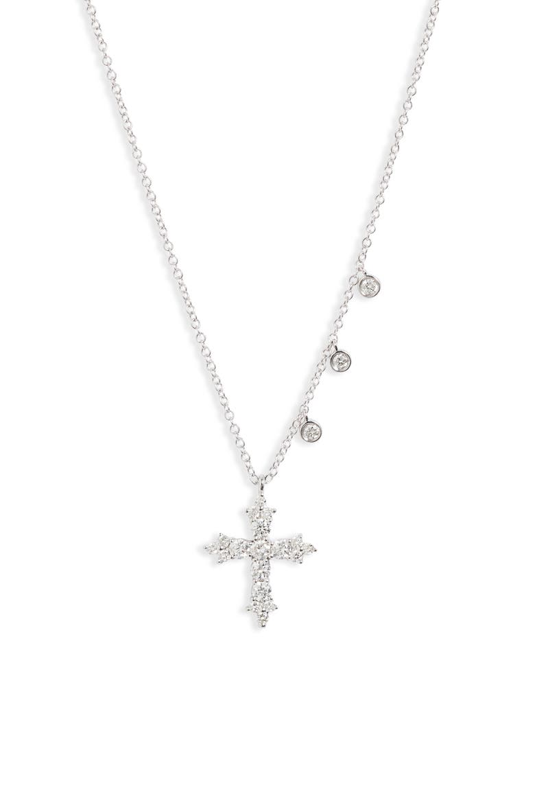 Diamond Cross Necklace, Main, color, YELLOW GOLD/ DIAMOND