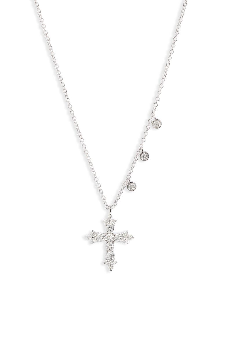 Meira T Diamond Cross Necklace, Main, color, 