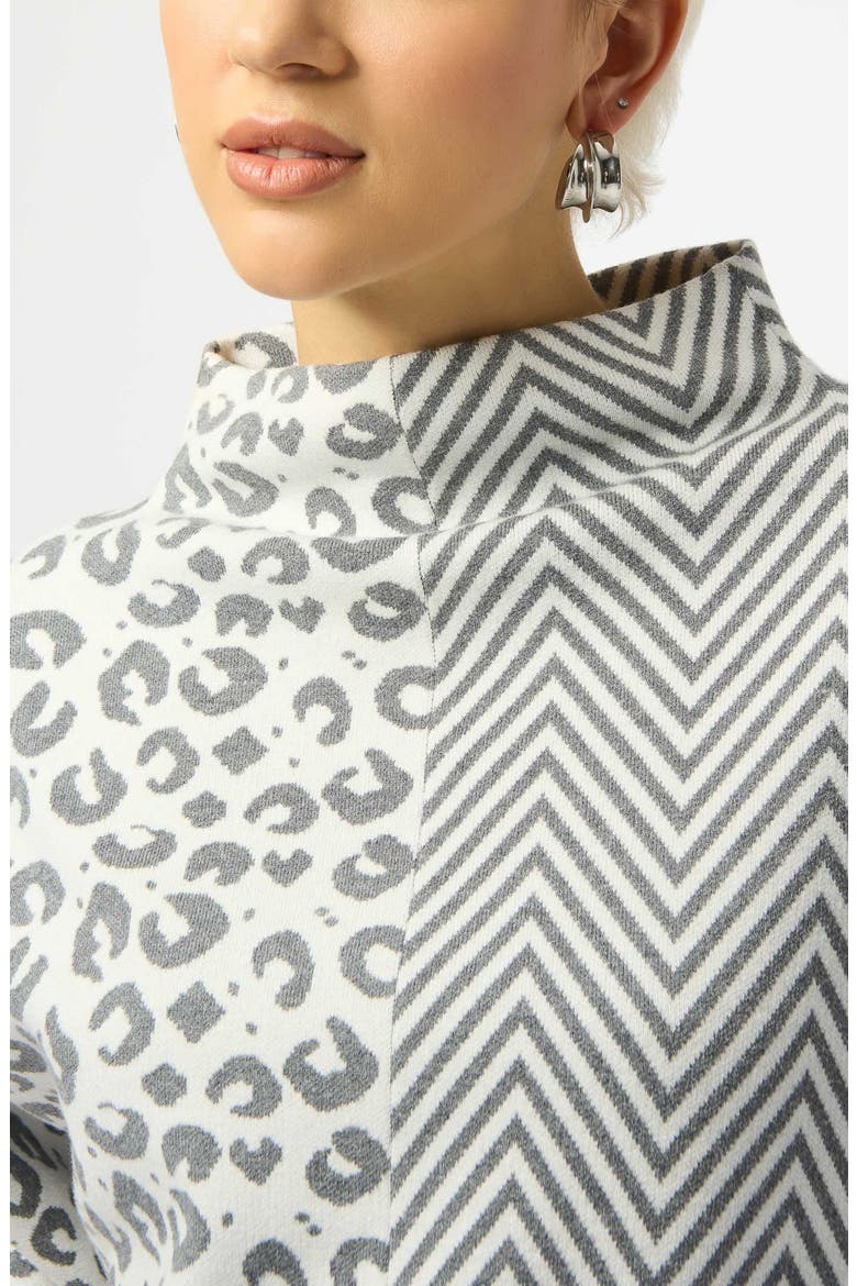 Pattern Mix Stand Collar Sweater, Alternate, color, VANILLA/ GREY