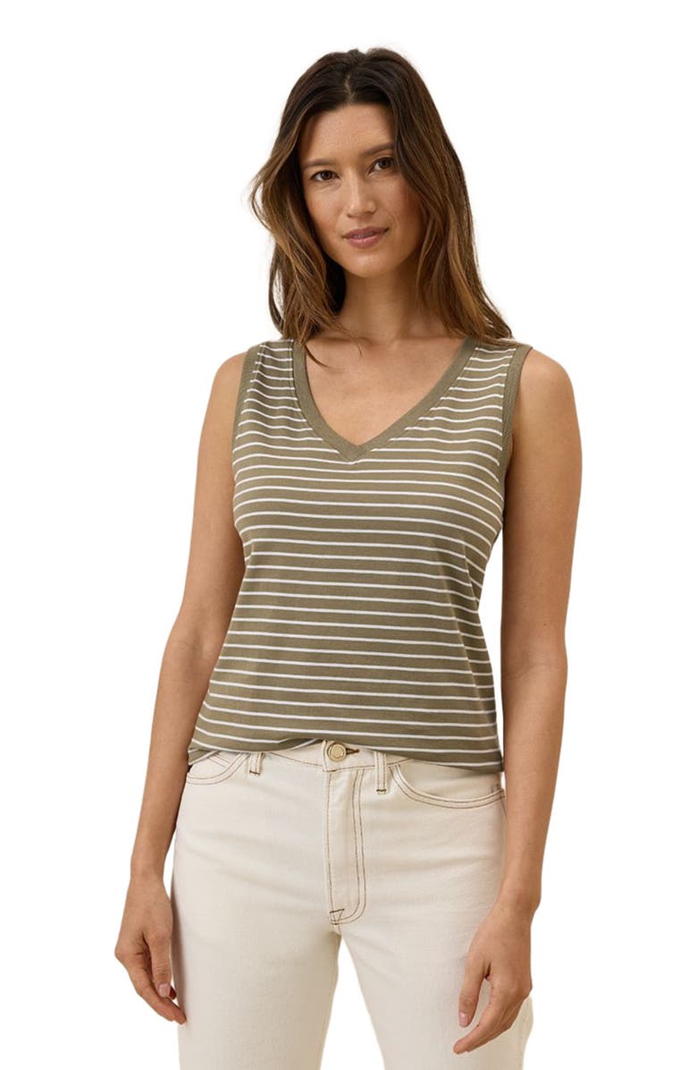 Pact Organic Cotton Softspun V-Neck Tank, Alternate, color, Costa Mesa Stripe