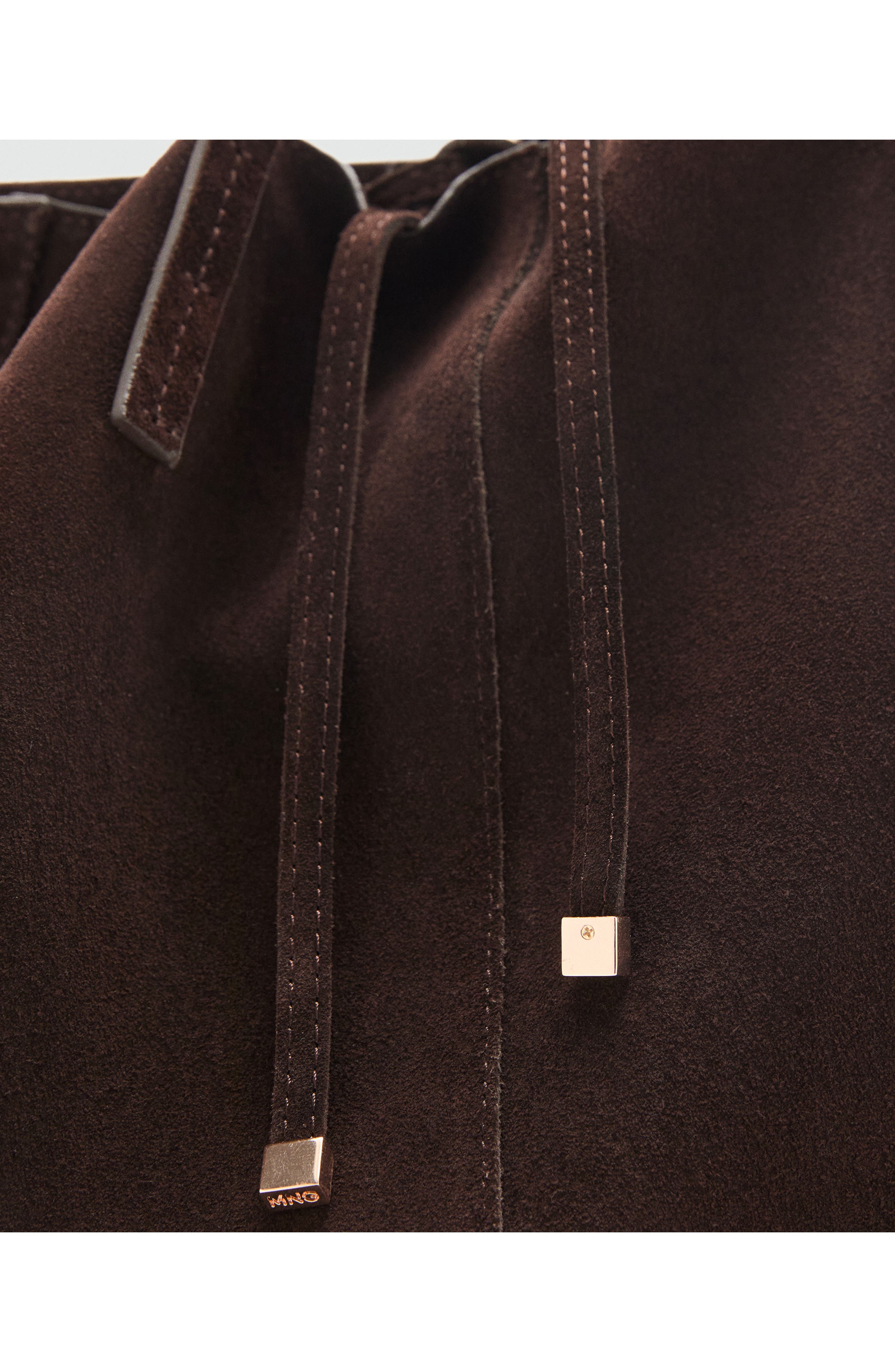 MANGO Medium Suede Shopper Tote, Alternate, color, Chocolate