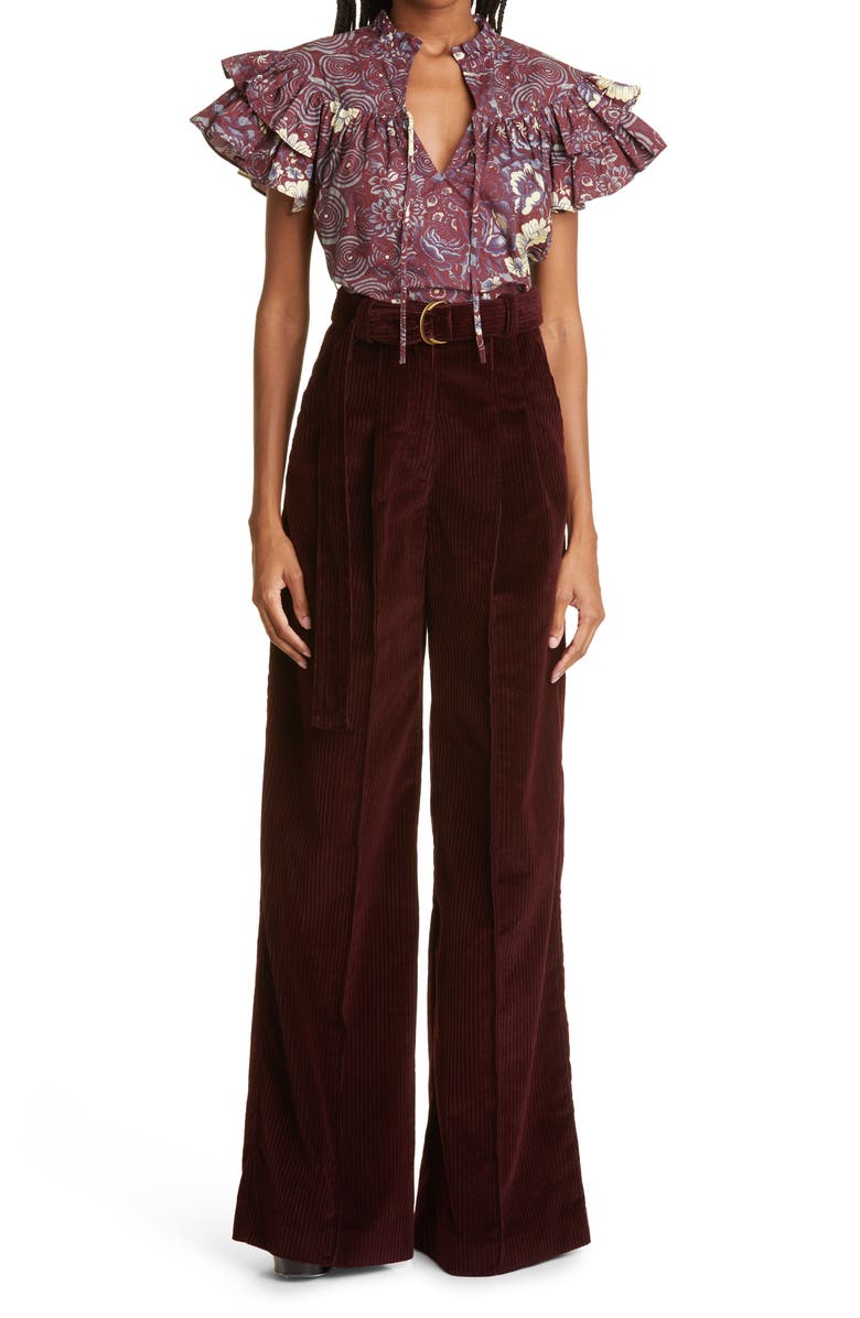 Ulla Johnson Nico Pleat Wide Leg Cotton Corduroy Pants, Alternate, color,