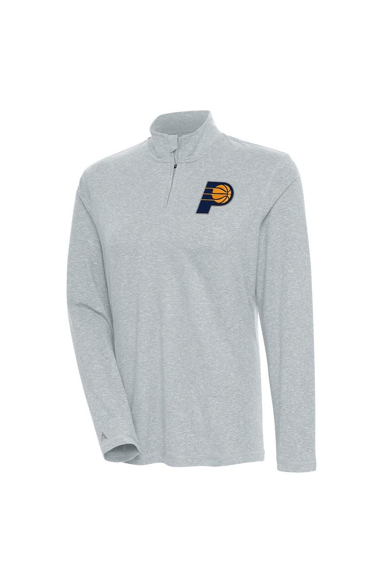 ANTIGUA Women's Antigua  Heather Gray Indiana Pacers Confront Quarter-Zip Pullover Top, Main, color, 
