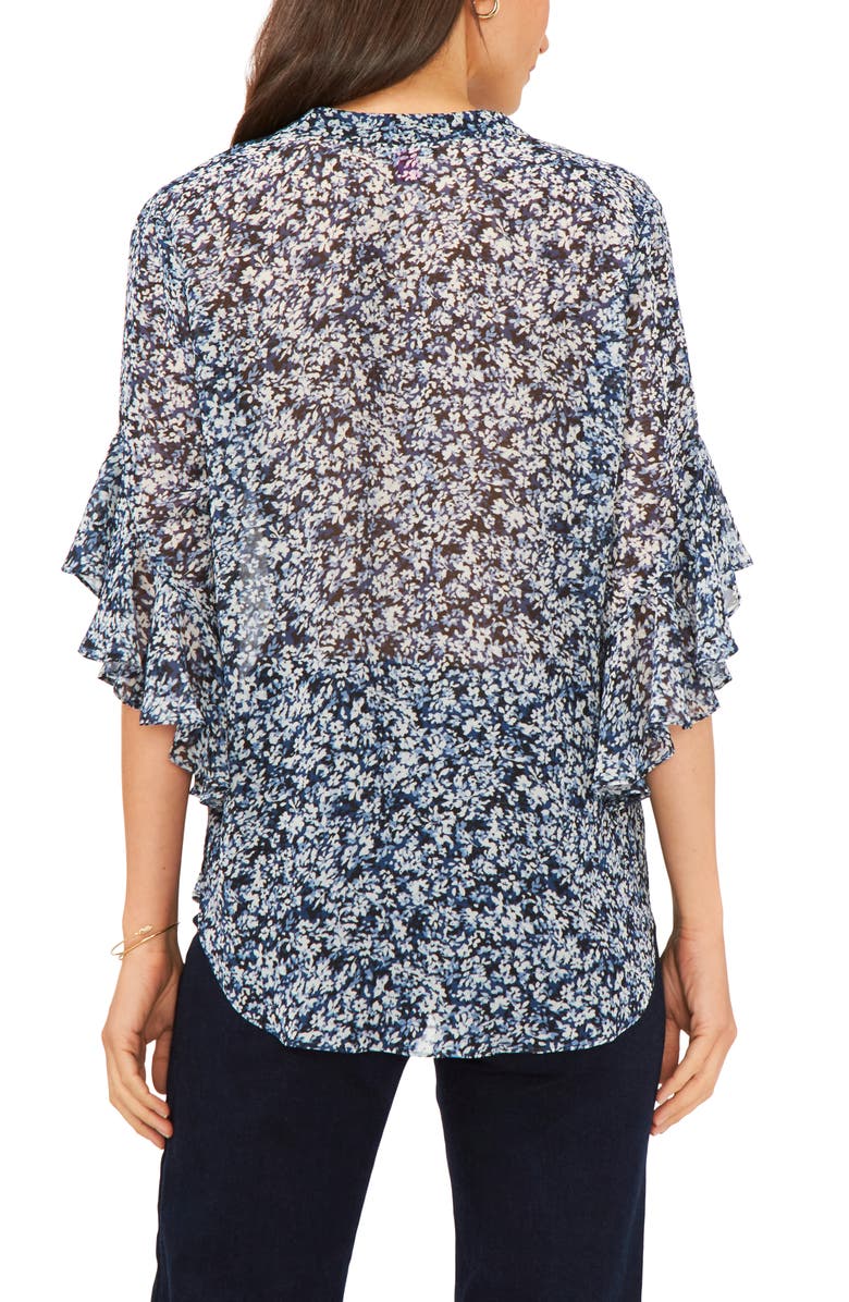 Vince Camuto Floral Print Flutter Sleeve Blouse, Alternate, color,
