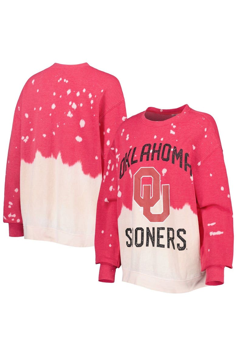 Women's Gameday Couture Crimson Oklahoma Sooners Twice As Nice Faded Dip-Dye Pullover Long Sleeve Top, Main, color, Crimson