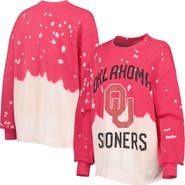 GAMEDAY COUTURE Women's Gameday Couture Crimson Oklahoma Sooners Twice As Nice Faded Dip-Dye Pullover Long Sleeve Top