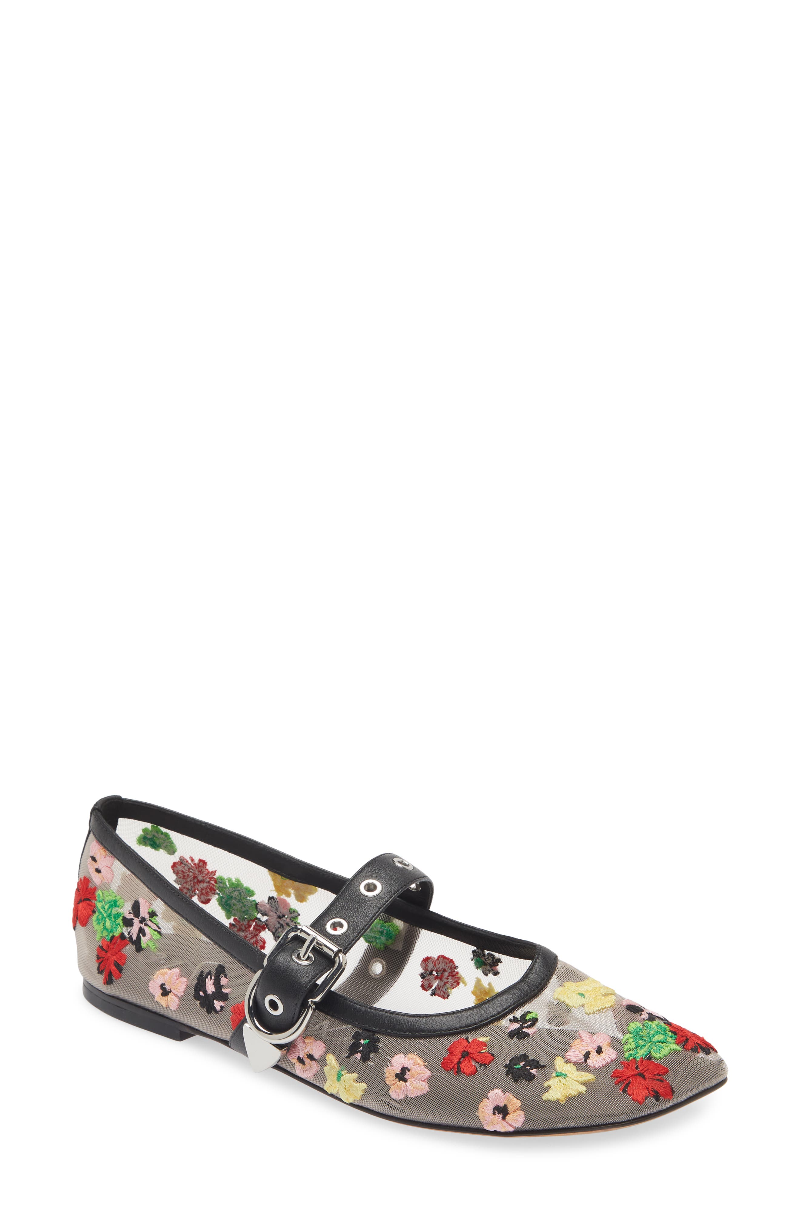 Flowerworks Mesh Mary Jane Flat, Main, color, CREME MULTI