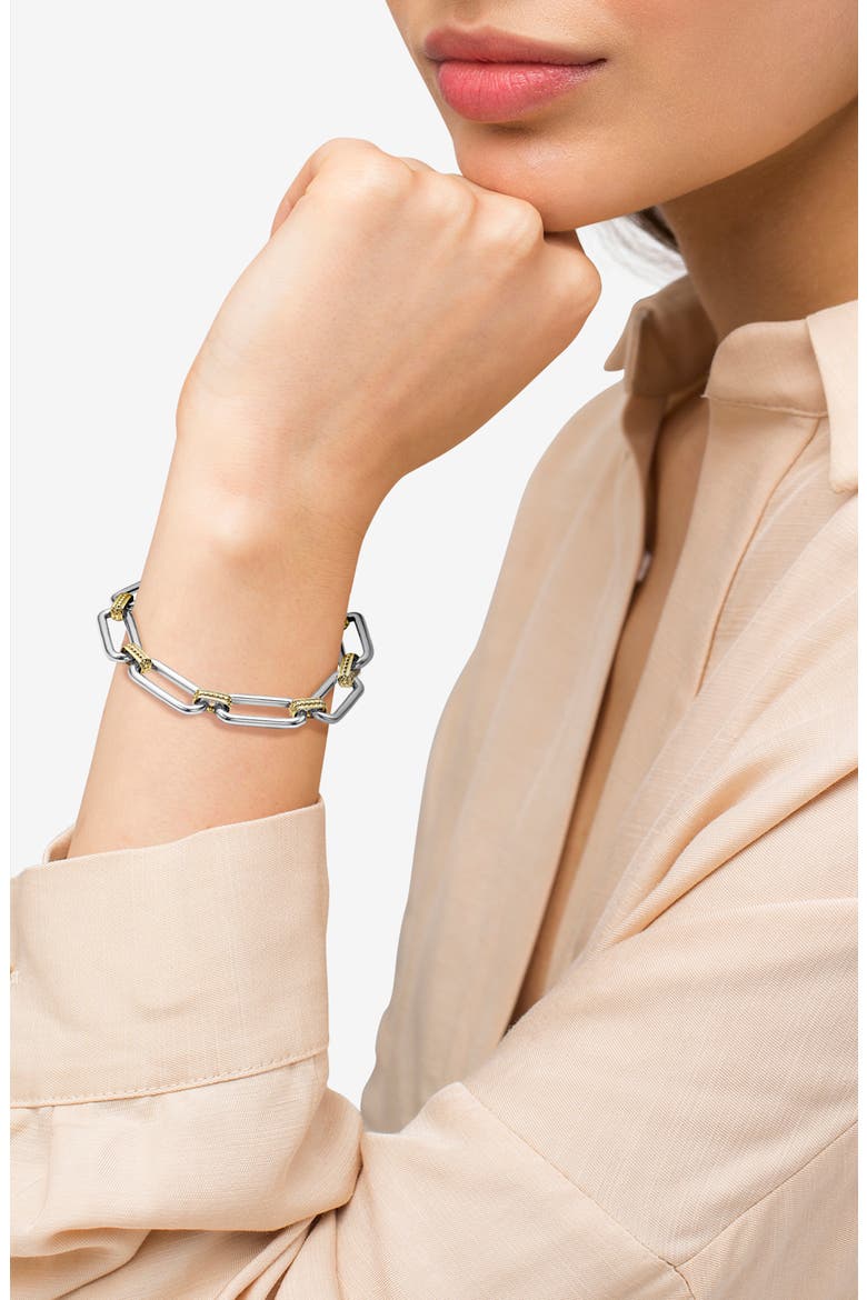 Signature Caviar Link Bracelet, Alternate, color, SILVER GOLD