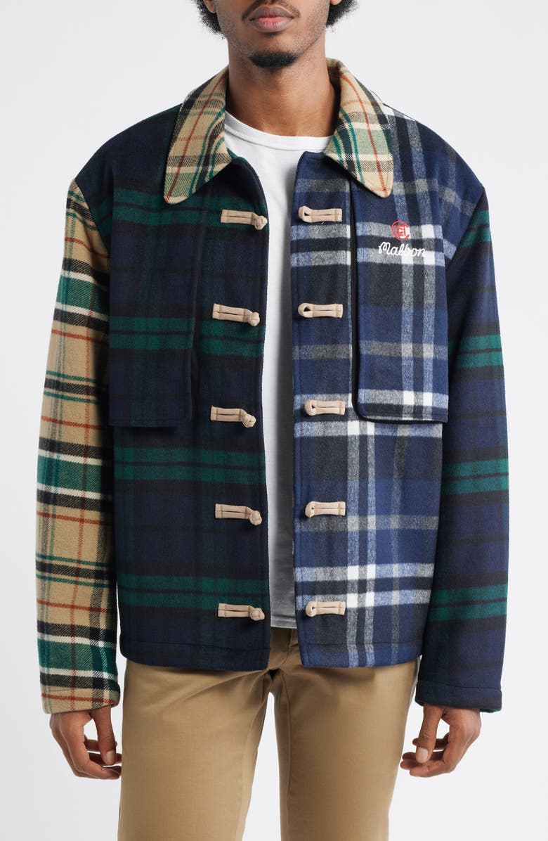 Malbon Golf x CLOT Plaid Patchwork Wool Blend Flannel Jacket, Main, color, Multi