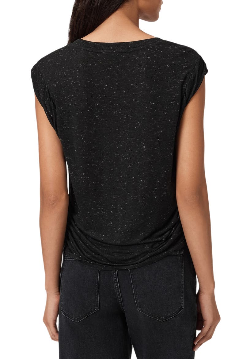 Metallic Cap Sleeve Top, Alternate, color, BLACK